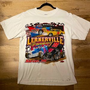 Mens Vintage White Racing Tee